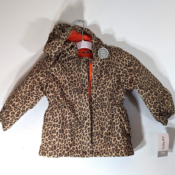 NWT Carter's Toddler Baby Girls Rain Jacket Leopard Raincoat Fleece-Line… - Picture 4 of 4